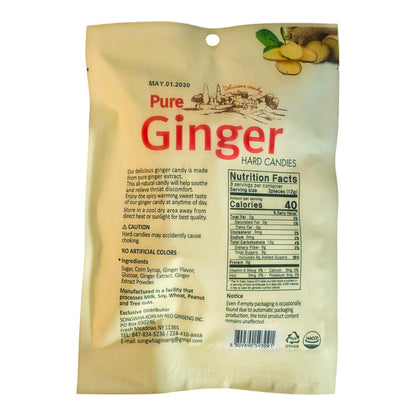 Songwha Pure Ginger Hard Candies 100g, All Natural & Gluten Free