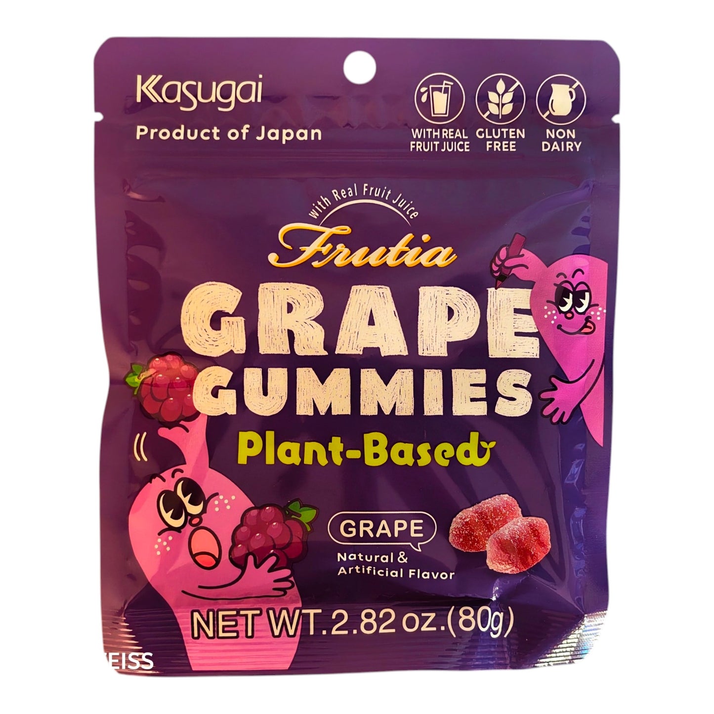 Kasugai Frutia Japanese Plant-Based Grape Gummies 80g