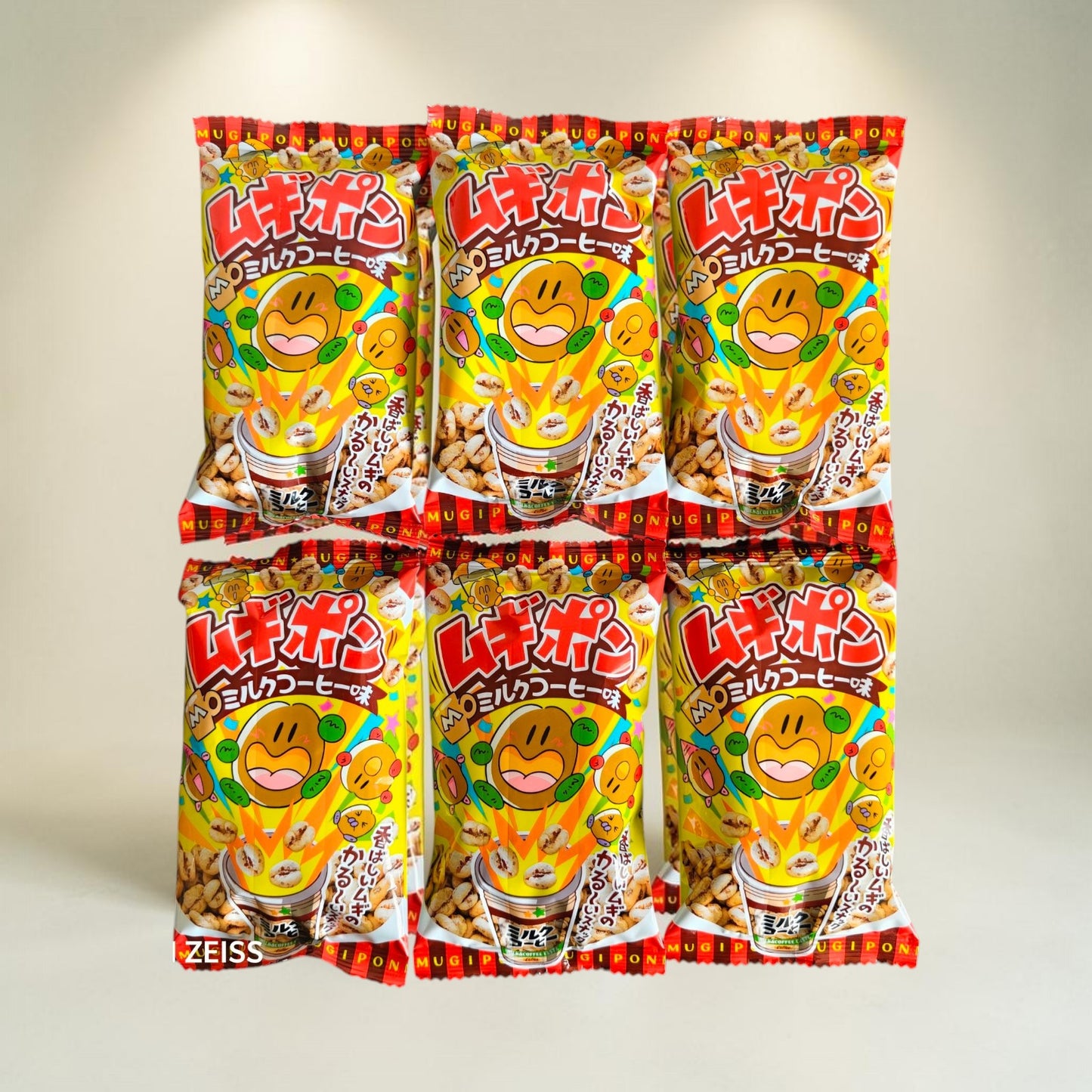 Takami Mugipon Milk Coffee Flavor Japanese Dagashi crunchy puffed barley Snack - 11g
