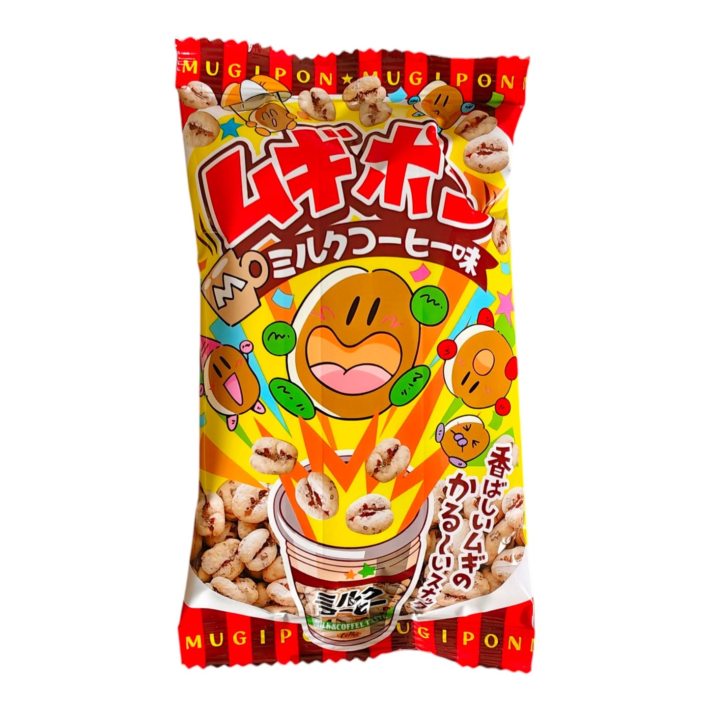Takami Mugipon Milk Coffee Flavor Japanese Dagashi crunchy puffed barley Snack - 11g