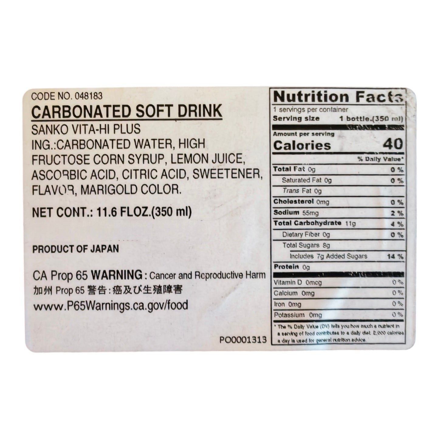 Sanko Vita-Hi Plus Vitamin C Drink 11.6 FL OZ (350ml) - Japan