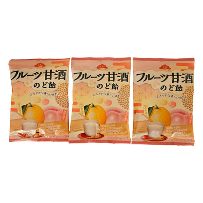 Senjaku Fruit Amasake Nodoame Throat Candy - Yuzu & Peach Flavor  1.7oz ( 3 Pack, 5.1oz)  | Product of Japan |