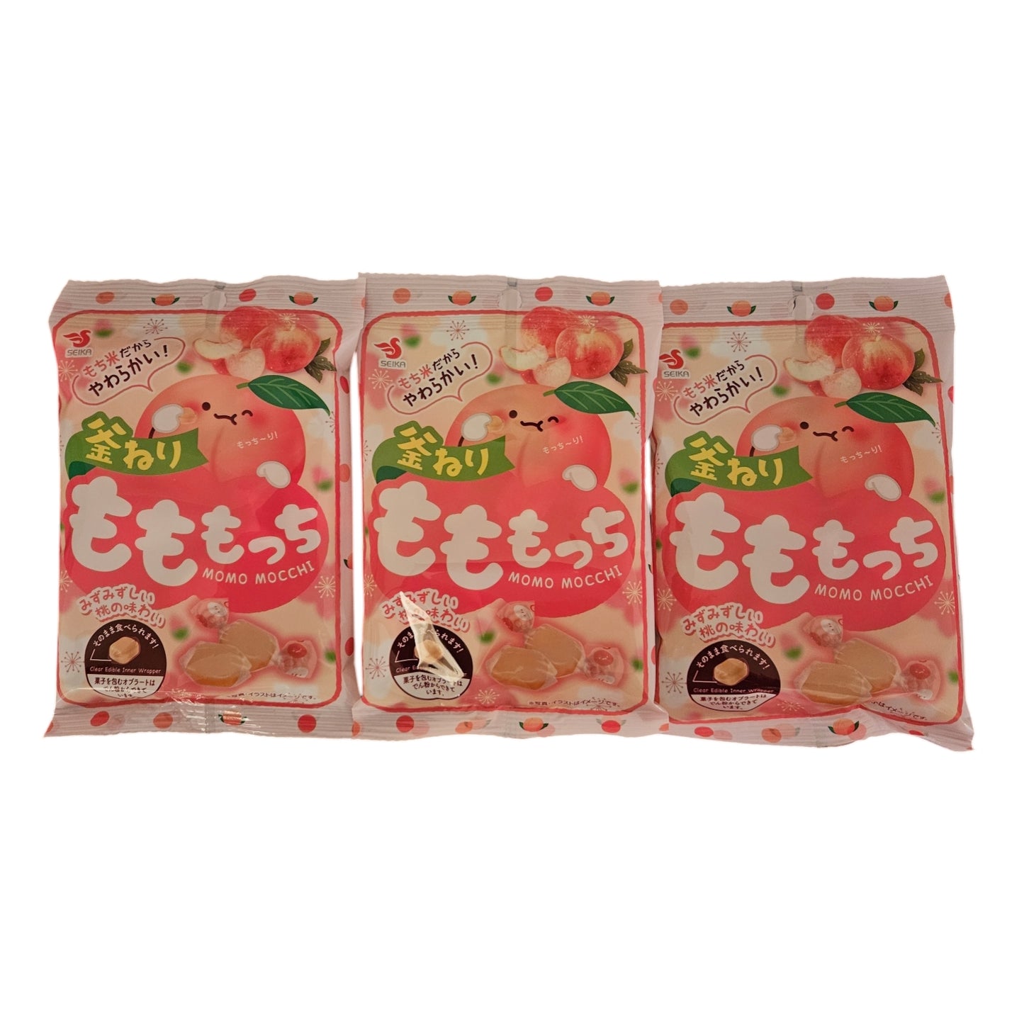 Seika Japanese Peach Peach Soft Candy - Momo Mocchi ( 1.1 oz, Pack of 3)