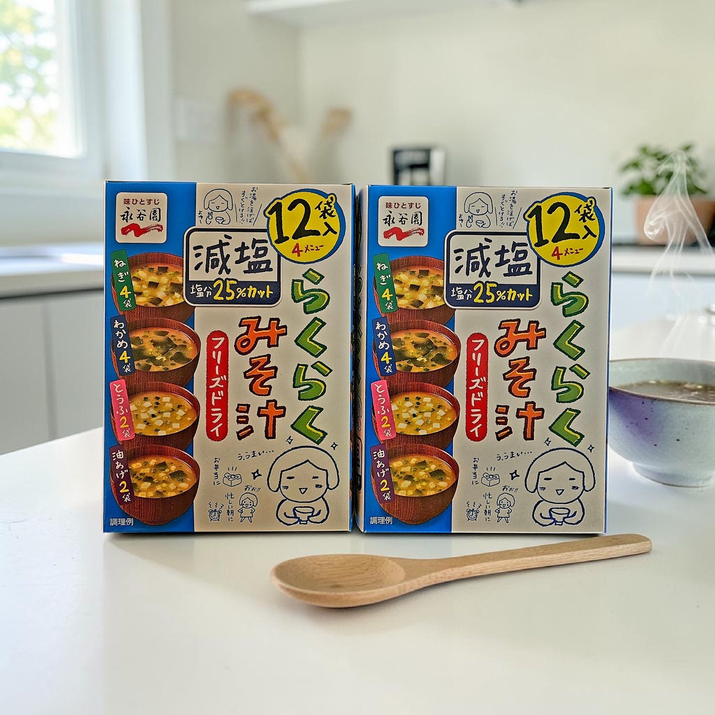 NGT Raku Raku Japanese Low Sodium Freeze-Dried Miso Soup, 12 Pack - 61g