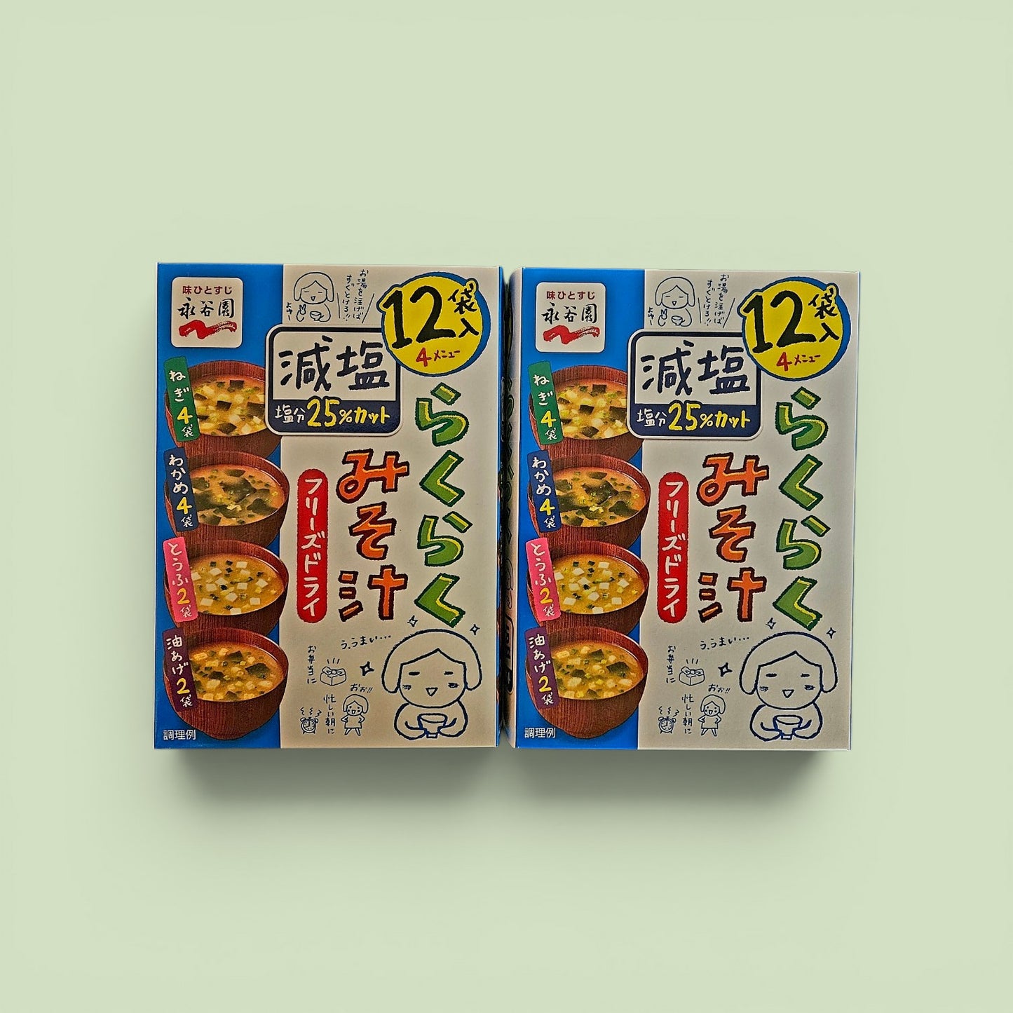 NGT Raku Raku Japanese Low Sodium Freeze-Dried Miso Soup, 12 Pack - 61g