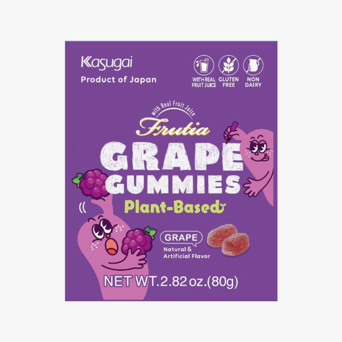 Kasugai Frutia Japanese Plant-Based Grape Gummies 80g