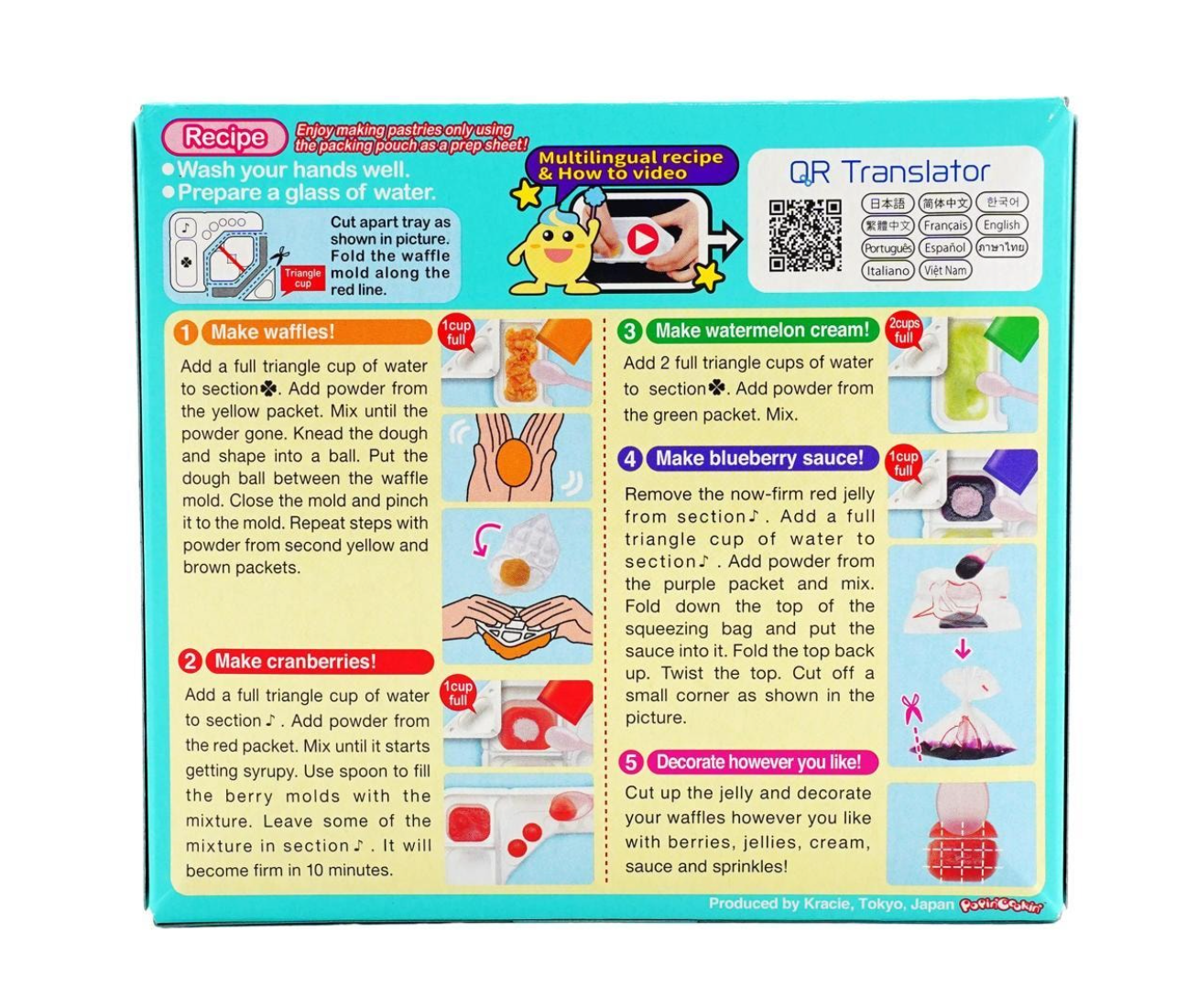 Kracie Popin' Cookin' DIY Japanese Candy Kit – Tanoshii Waffle, 38g, Mix Fruit Flavor