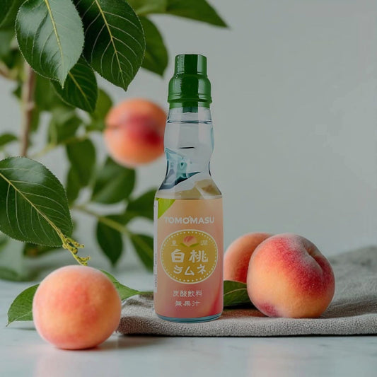 Tomomasu White Peach Hakuto Marble Ramune Soda 6.76 fl oz
