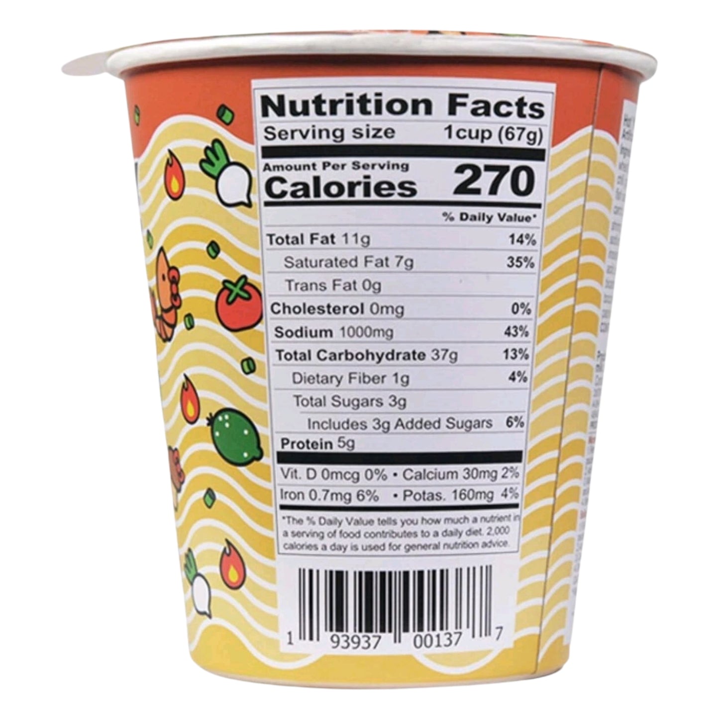 Hello Kitty Hot and Sour Instant Ramen Noodle Cup, 6 Pack -14.1oz