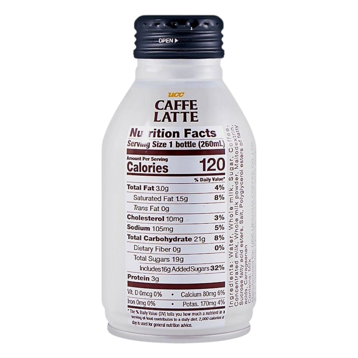 UCC Rich and Creamy Caffe Latte, Coffee with Milk, 8.79 Fl Oz