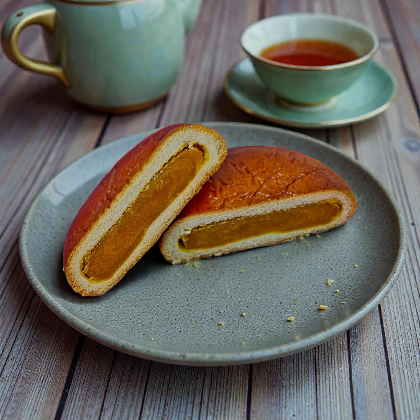 Honma Tsukisamu kabocha (Japanese pumpkin) Anpan, Sweet Bean Paste Pastry, Set of 5 (5 x 65g)