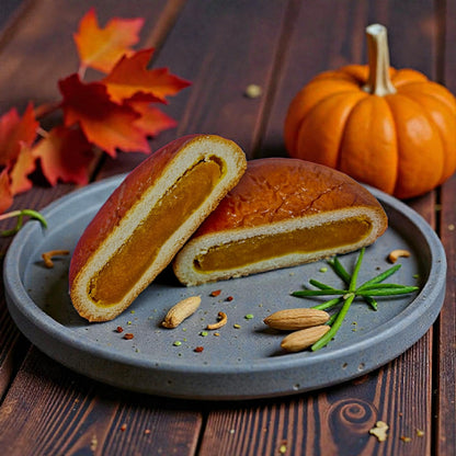 Honma Tsukisamu kabocha (Japanese pumpkin) Anpan, Sweet Bean Paste Pastry, Set of 5 (5 x 65g)