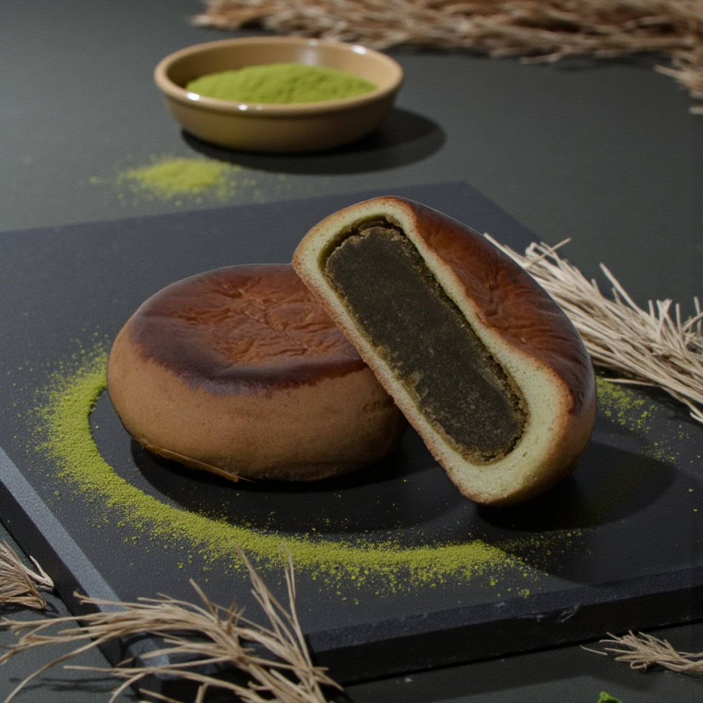 Honma Tsukisamu Matcha Anpan,Sweet Bean Paste Pastry , 5 pieces - Hokkaido Japan