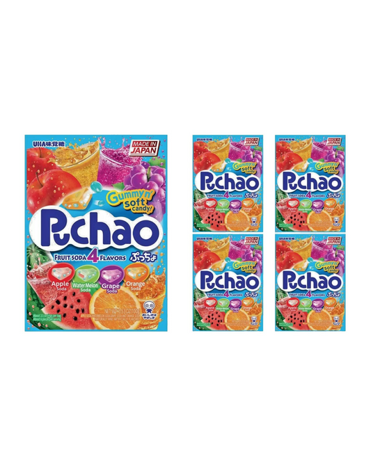 4 BAGS UHA Mikakuto Japan Puchao Puchao Chewy Candy 4 Flavor Fruit Mix 3.52oz