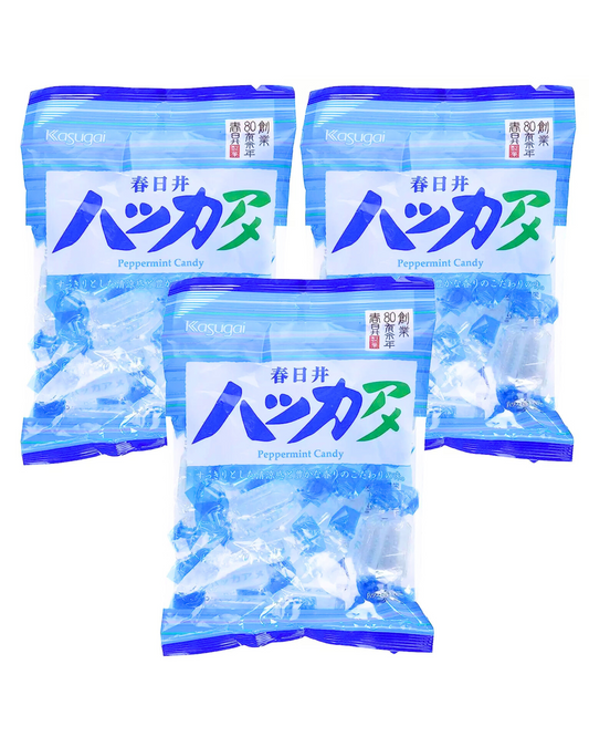 Kasugai Hakka Ame - Three(3) Packs Japanese Peppermint Flavored Hard Candy 147g