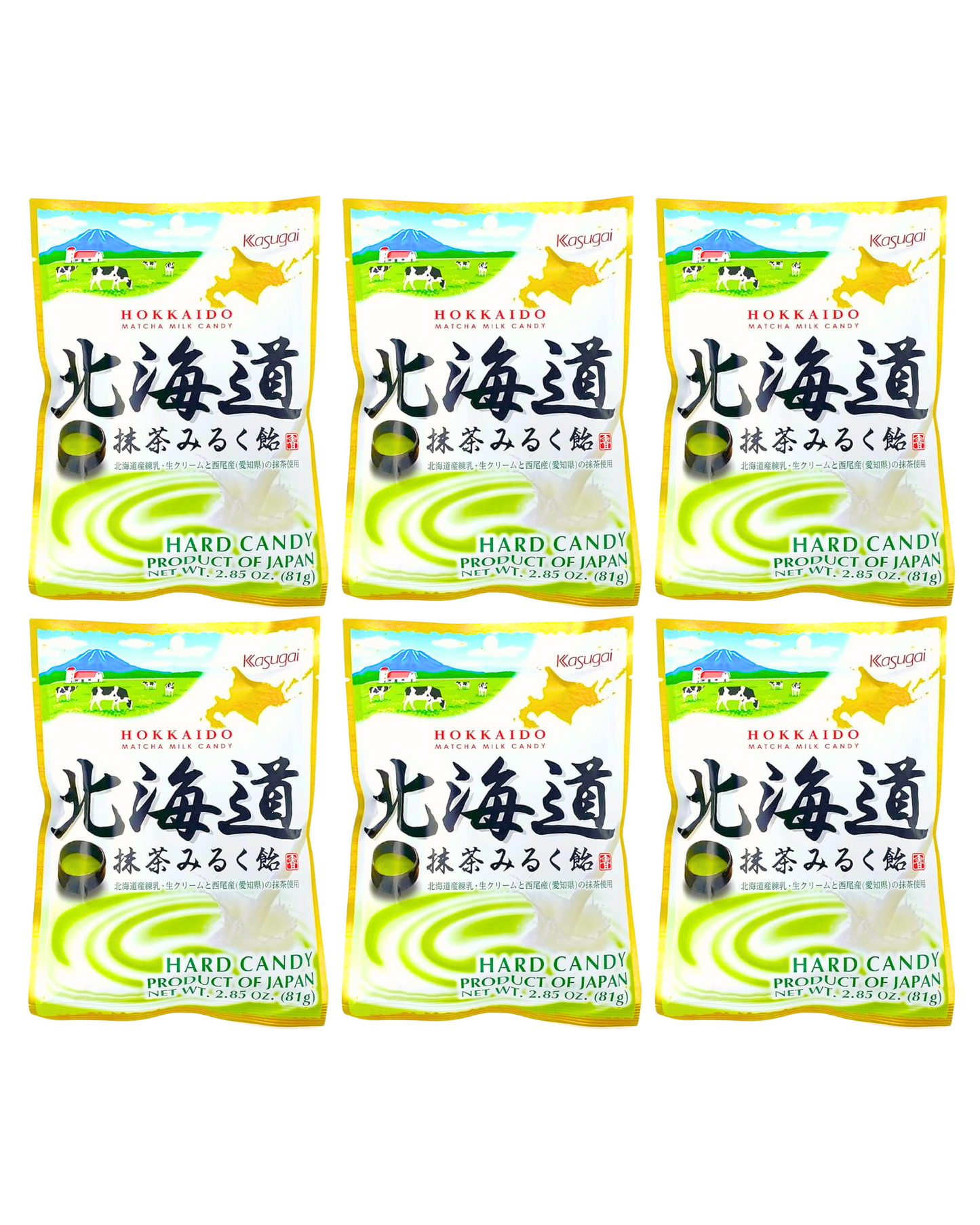 Kasugai Hokkaido Japanese Matcha Milk Candy 2.85oz (Pack of 6)