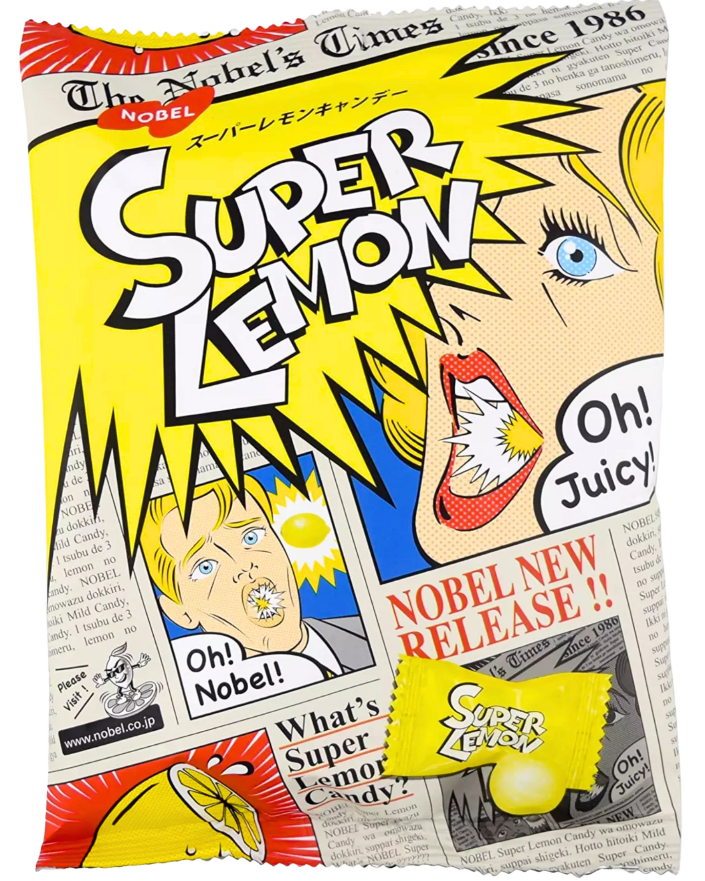 Nobel -  Super Lemon Candy 3.1oz x 9 packs - Product of Japan