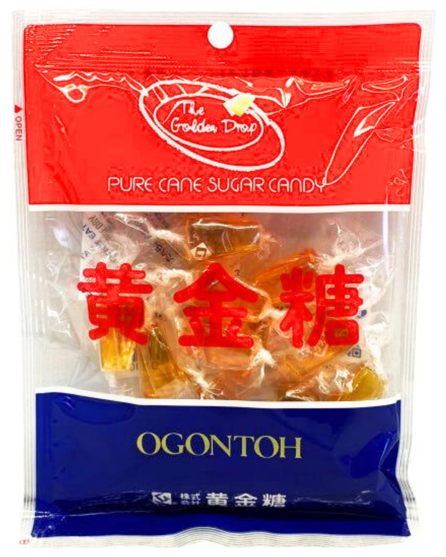 The Golden Drop Ogontoh Candy (2.2oz Per Pack) - Japanese Traditional Pure Cane Sugar Candies - Natural Hard Candy - No Colorings, Flavorings, or Additives - Individually Wrapped - Bundle of 3