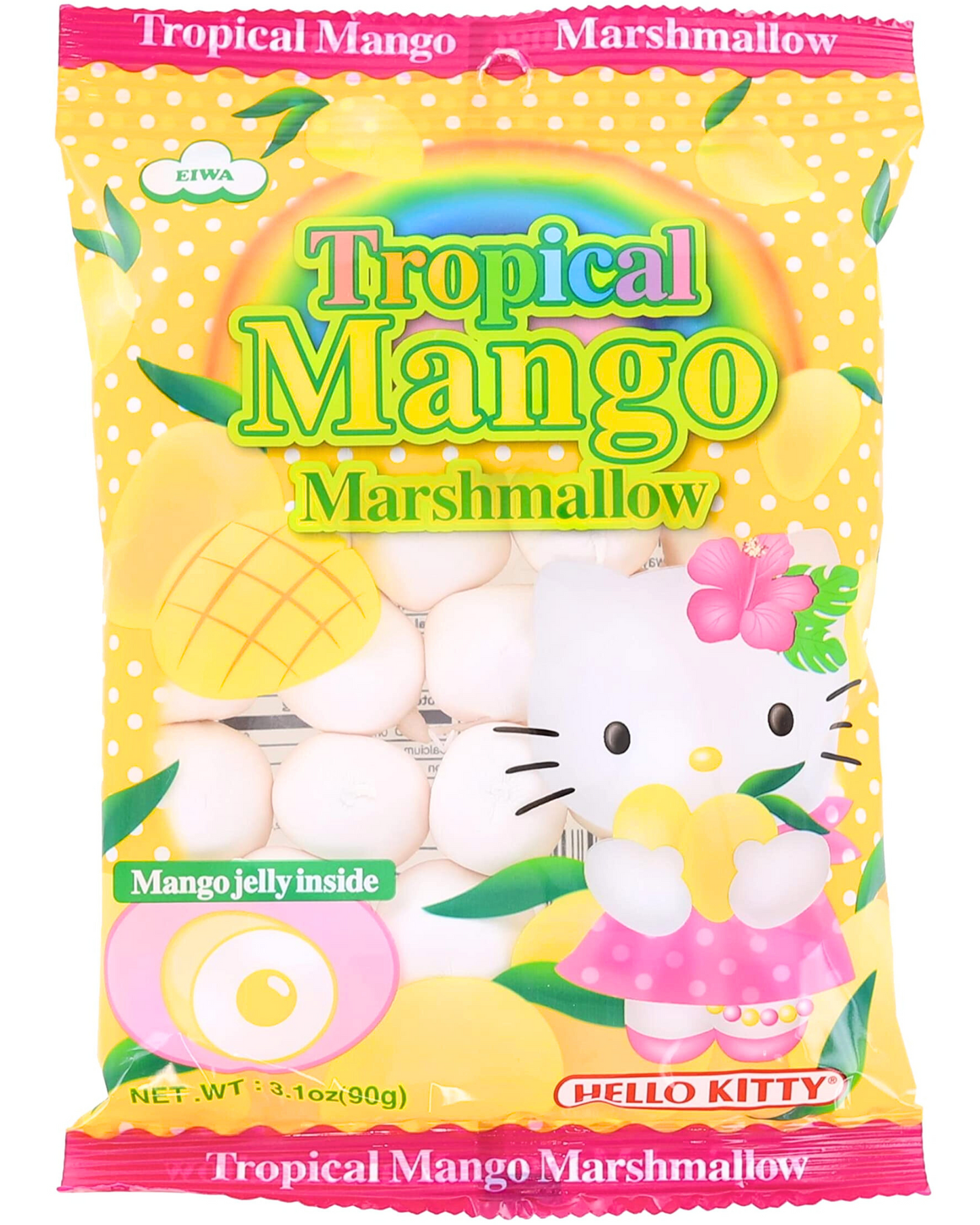 Three(3) Packs HELLO KITTY Tropical Mango Marshmallow Candy W/Jelly 3.1 oz x 3