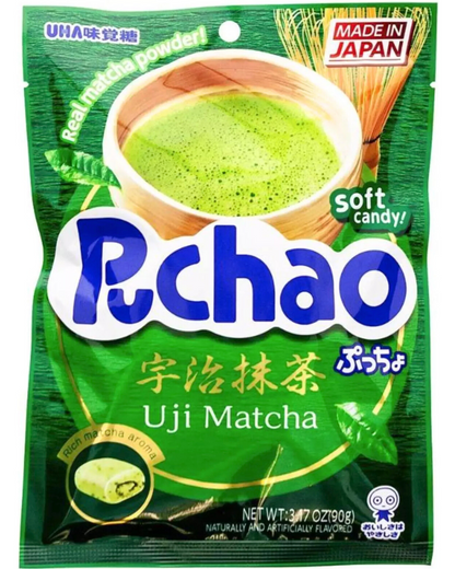 UHA Mikakuto Japanese Puchao Soft Chewy Candy Uji Matcha Flavor 3.17oz / 3 packs