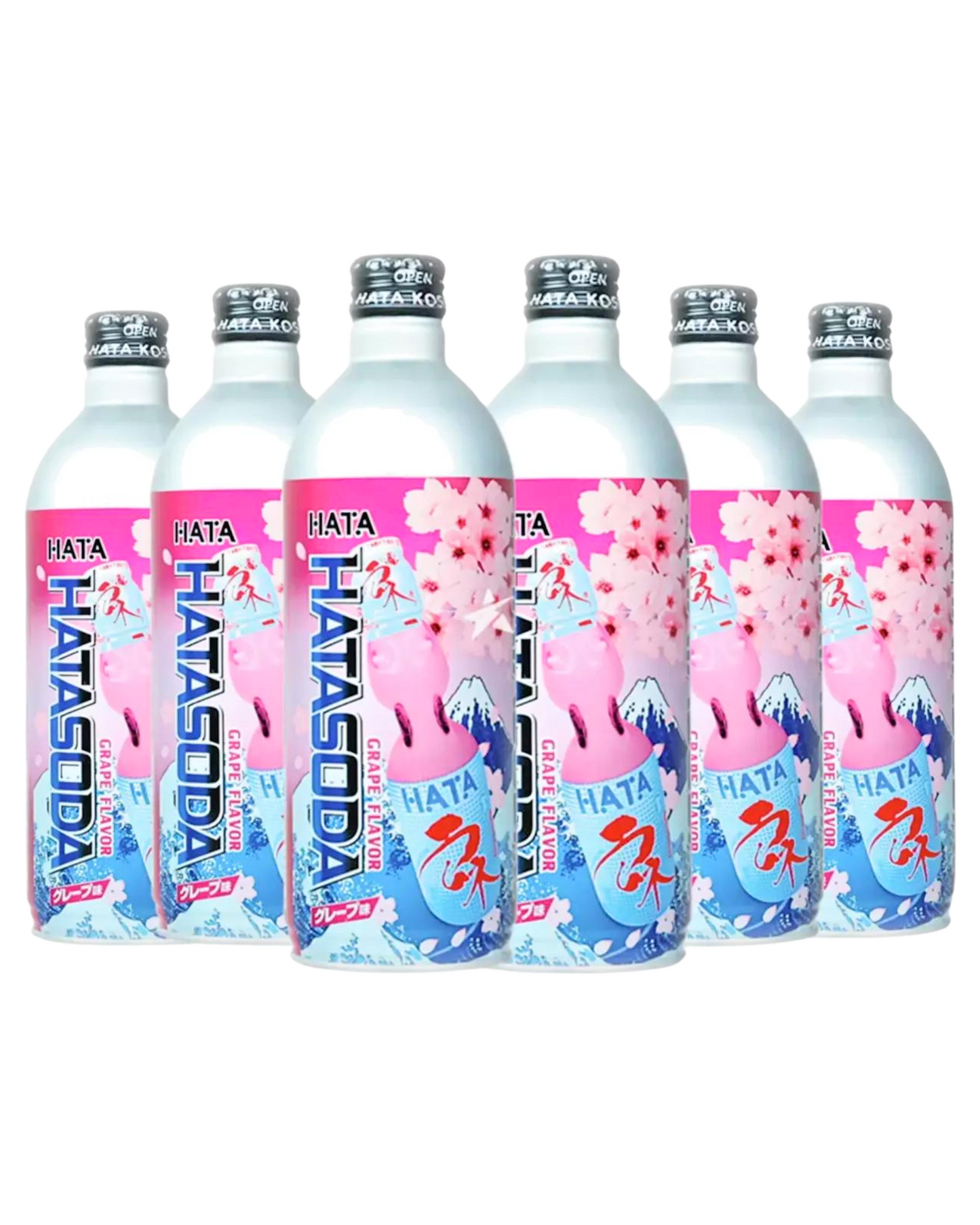 Hatakosen Japan Ramune Soda Drink Grape Flavour Limited Edition 500ml (Set Of 6)