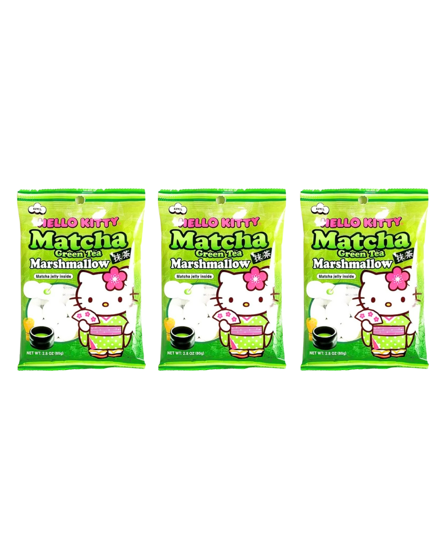 Hello Kitty Matcha Green Tea Marshmallow Matcha Jelly inside 2.8oz x 3 Packs