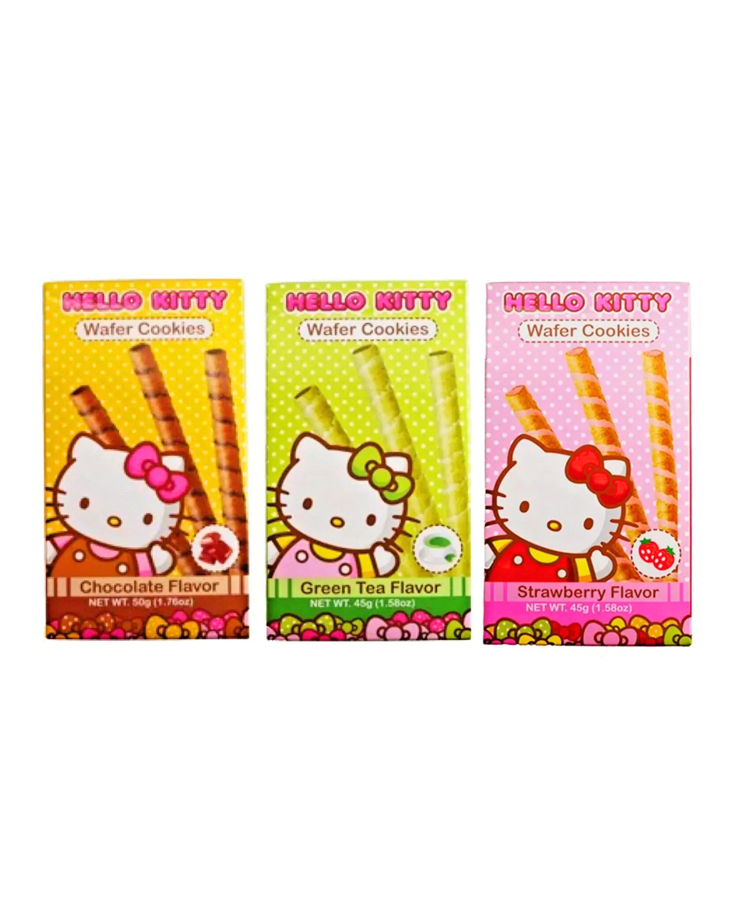 Hello Kitty Wafer Cookies(Strawberry,Chocolate,Green Tea flavor) Three Mix Pack