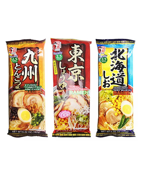 Itsuki Ramen Variety Pack - Salt, Soy Sauce, Pork Bone - 3 Flavors 6 Servings