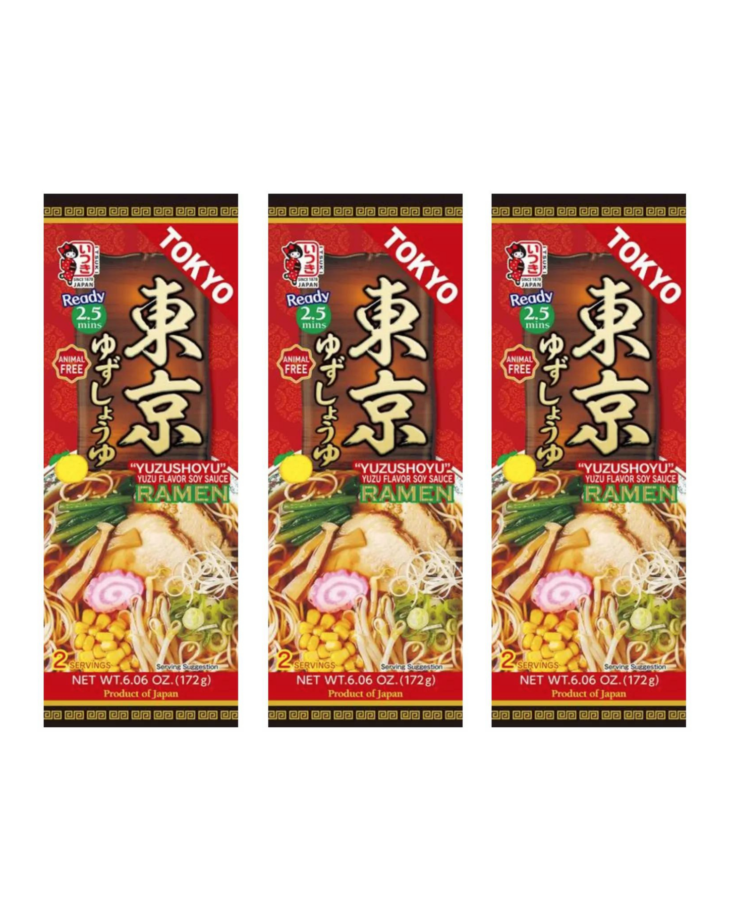 ITSUKI RAMEN(TOKYO YUZUSHOYU, 3 Packs, 6 Servings) -NO.1 Selling Japanese Ramen