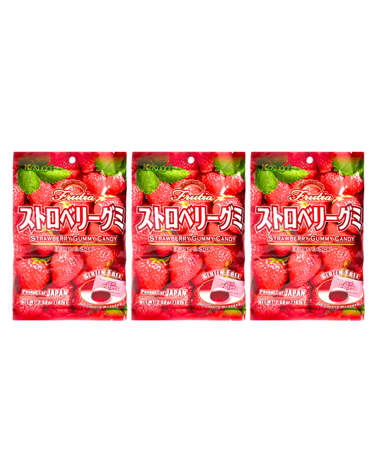 Japanese Kasugai Strawberry Gummy (3) bags 3.77 oz each