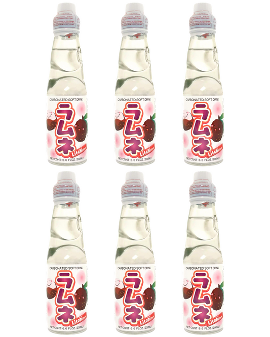 Japanese Ramune Marble Soda Lychee Flavor 6 bottles 6.76 oz x 6