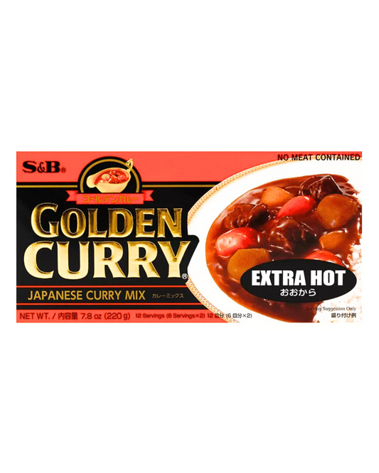 Japanese S&B Golden Curry Sauce Mix - Extra Hot 7.8oz (220g) - Pack of One