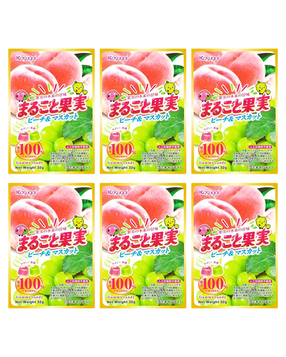 Kasugai  Marugoto Kajitsu: Peach and Muscat Flavor 32g x Six (6) Packs