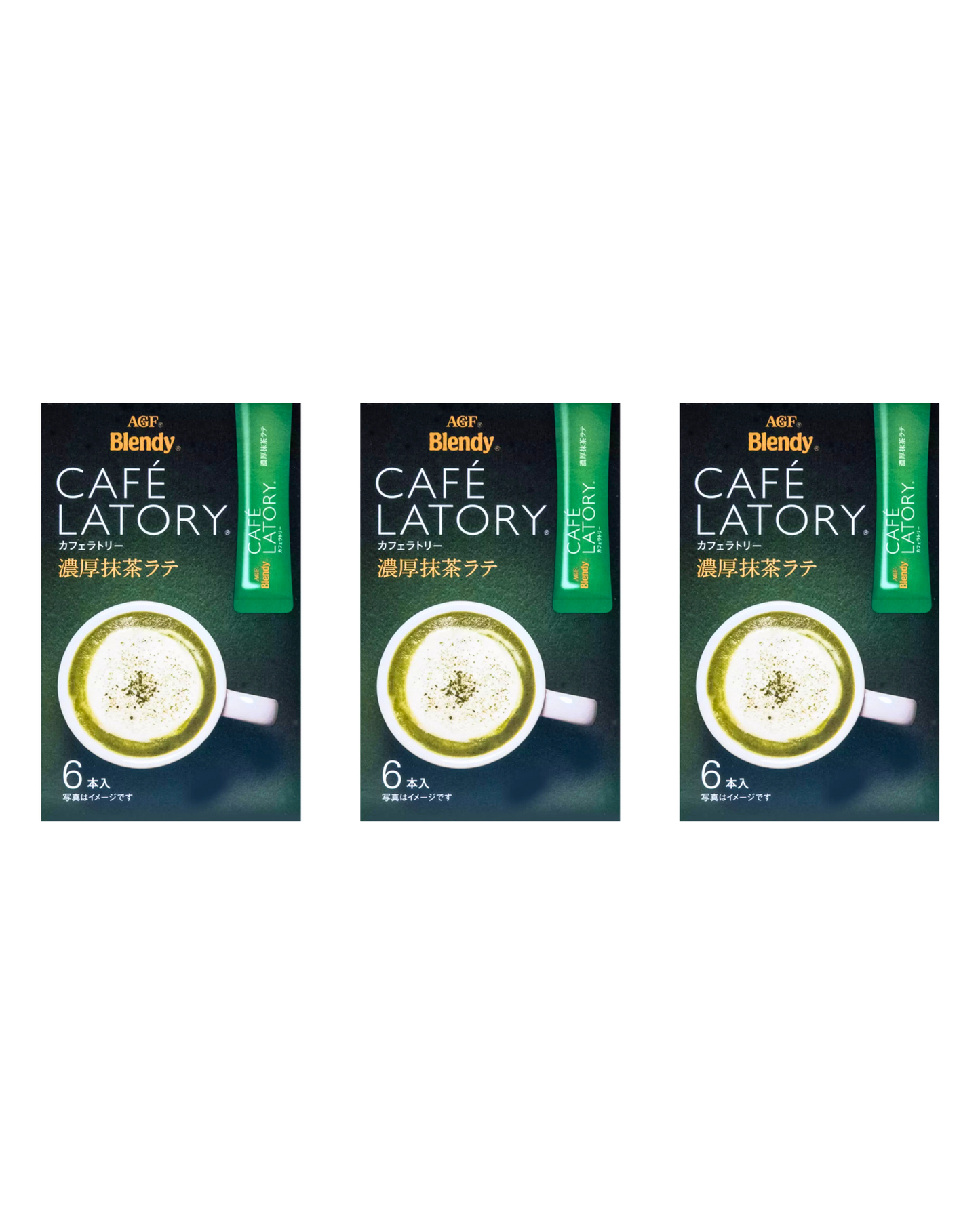 AGF Blendy Cafe Latory Rich Matcha Green Tea Latte 6 Sticks In Box - 3 Boxes