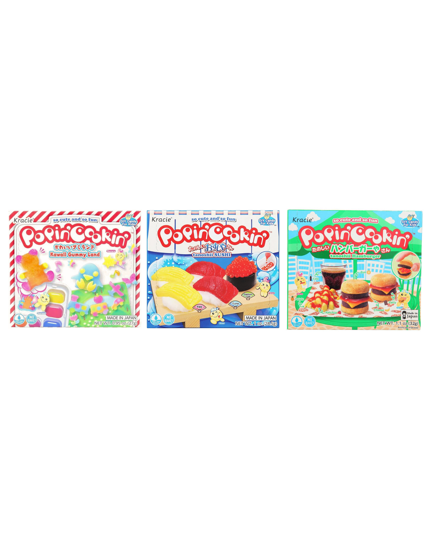 Kracie Popin Cookin-Gummy Land, Tanoshii Sushi & Hamburger (3 pk) Japanese Candy