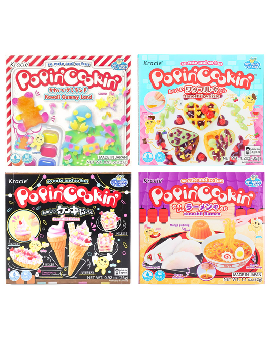 Kracie Popin’ Cookin’ DIY Candy Kit for Kids 4 Pack - Gummyland, Ramen, Waffle & Cakes