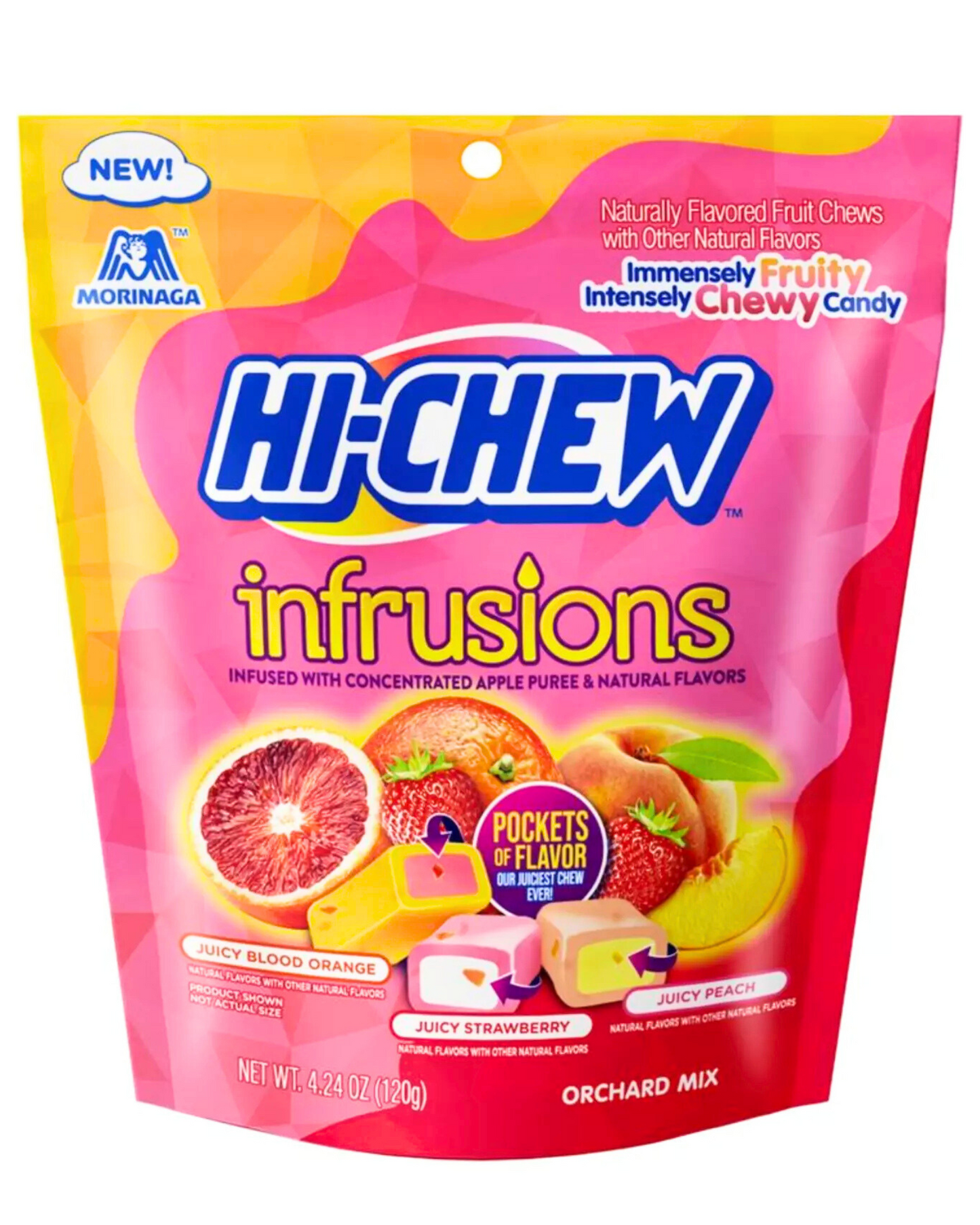 Morinaga Hi Chew Infrusions Orchard Mix Chewy Candy 4.24oz - Pack of One