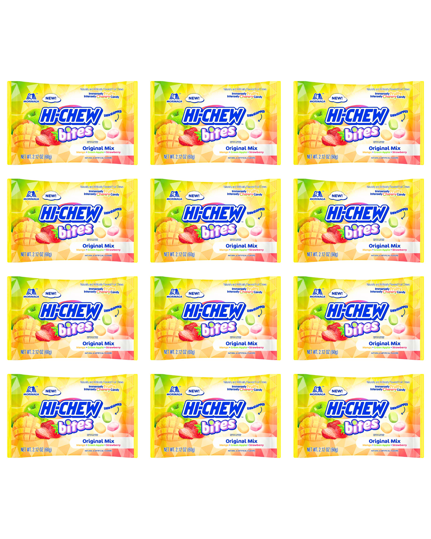 Morinaga HI-CHEW Bites Original Mix Chewy Candy, Pack of 12 Bags, 2.12oz each