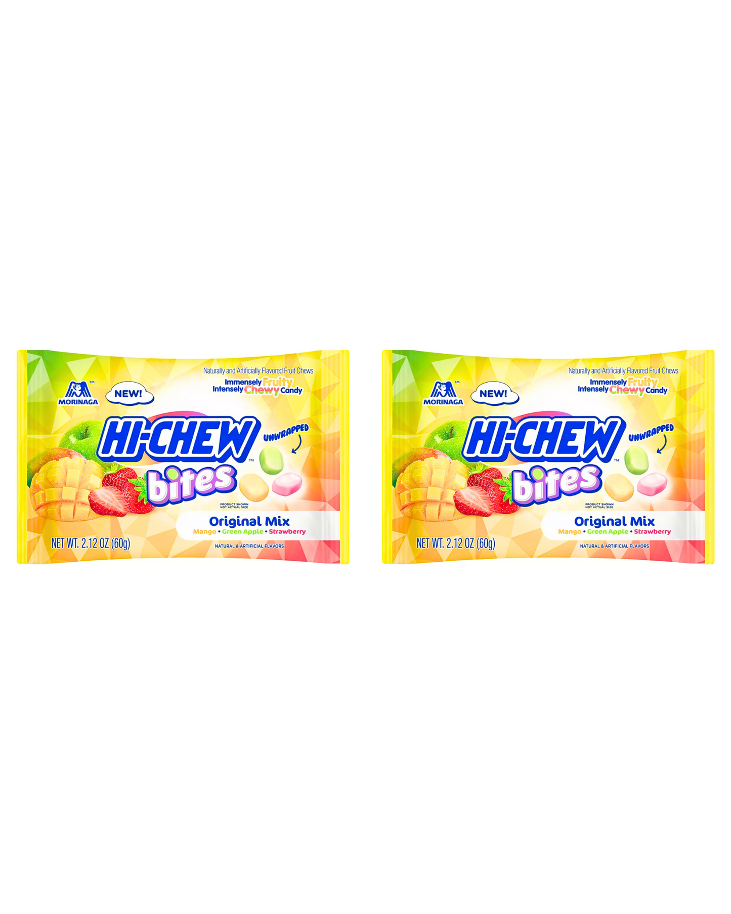 Morinaga HI-CHEW Bites Original Mix Chewy Candy, Pack of 2 Bags, 2.12oz each