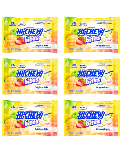 Morinaga HI-CHEW Bites Original Mix Chewy Candy, Pack of 6 Bags, 2.12oz each