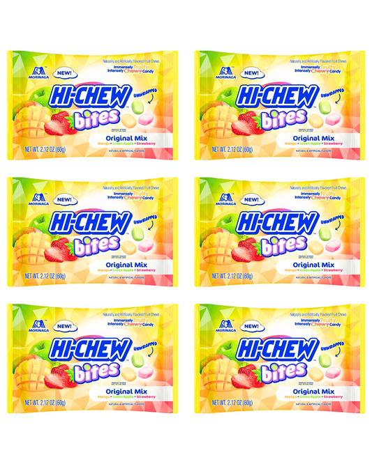 Morinaga HI-CHEW Bites Original Mix Chewy Candy, Pack of 6 Bags, 2.12oz each