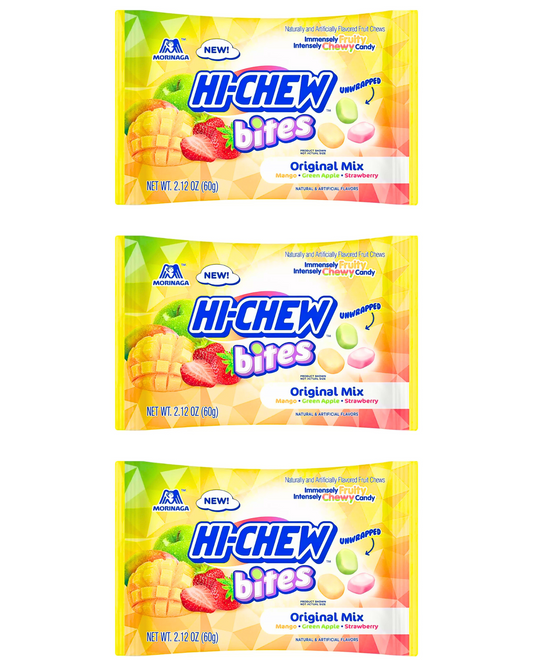 Morinaga HI-CHEW Bites Original Mix Chewy Candy, Pack of 3 Bags, 2.12oz each