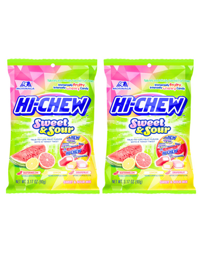 Morinaga HI-CHEW Fruity Chewy Candy - Sweet & Sour Mix 3.17 oz (Pack of 2)