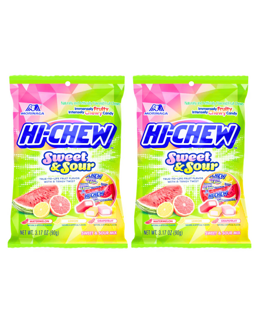 Morinaga HI-CHEW Fruity Chewy Candy - Sweet & Sour Mix 3.17 oz (Pack of 2)