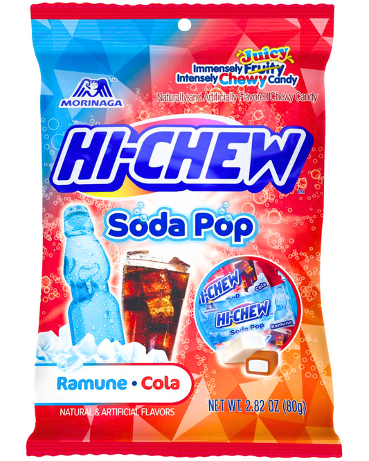 Morinaga HI-CHEW Soda Pop,Juicy Chewy Candy ,Ramune+Cola 2 .82oz