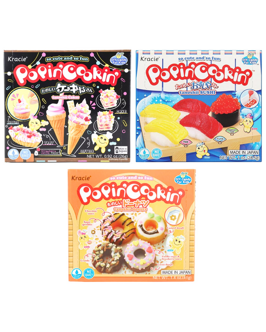 Popin' Cookin' DIY Candy Kit (3 Pack Variety) - Tanoshii Cakes, Sushi and Donuts