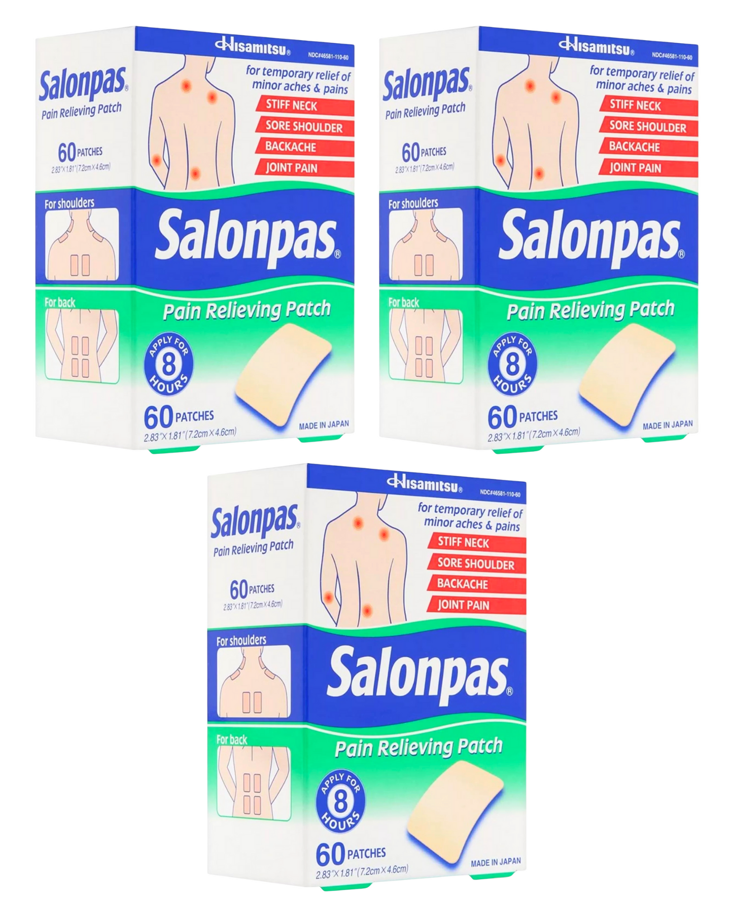 Salonpas Pain Relieving Patch - 60 Patches (Pack of 3)