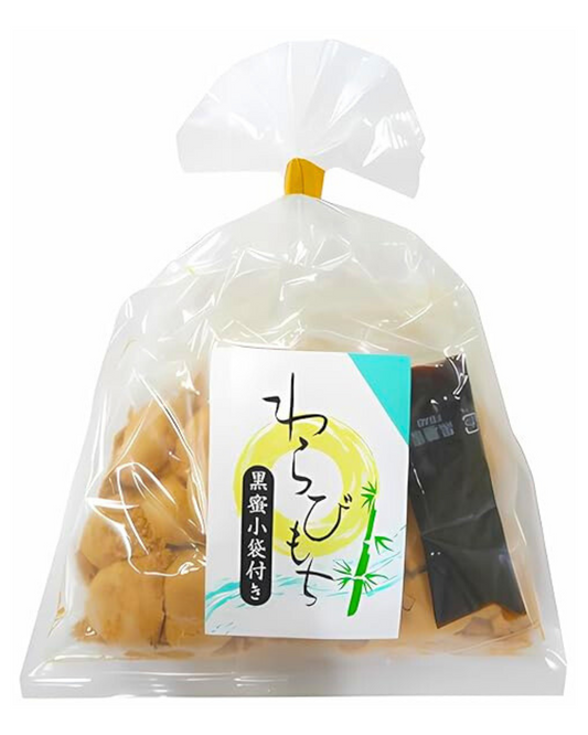 Seiki Warabi Mochi - Japanese Rice Cake Dessert Dusted With Kinako Roasted Soybean Powder - Includes Brown Sugar Syrup Packet - Sweet, Nutty Flavor - Soft Jelly-Like Texture - 7.7oz (220g)