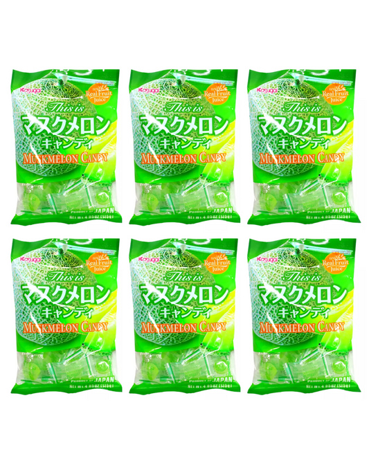 Six (6) Packs Japanese Kasugai Musk Melon Candy 4.05oz / 115g