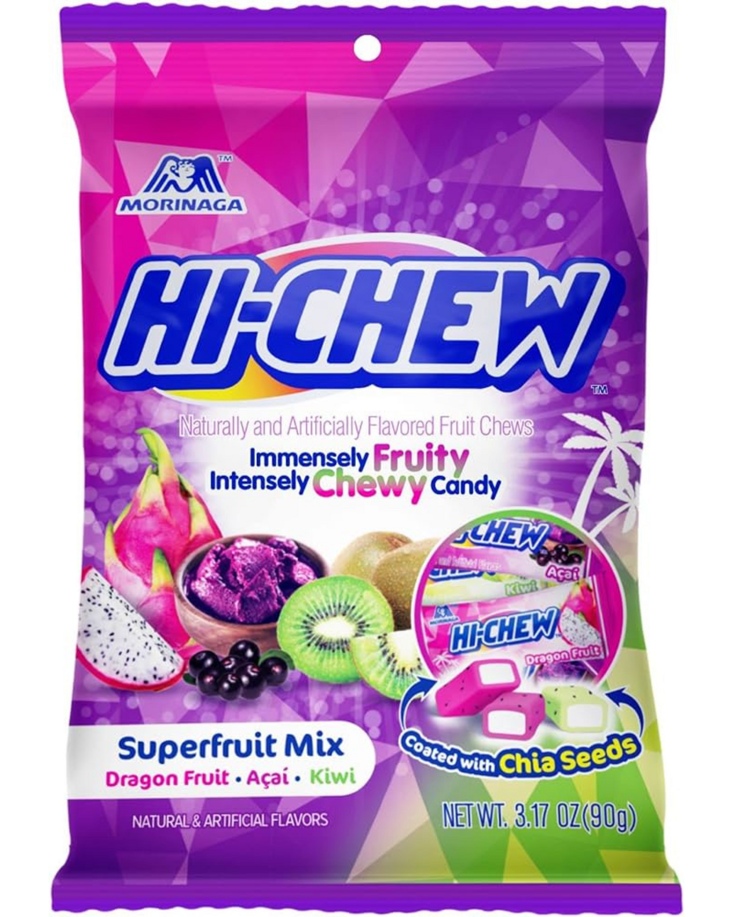 Three(3) Packs Morinaga HI-CHEW Fruity Chewy Candy - Superfruit Mix 3.17 oz